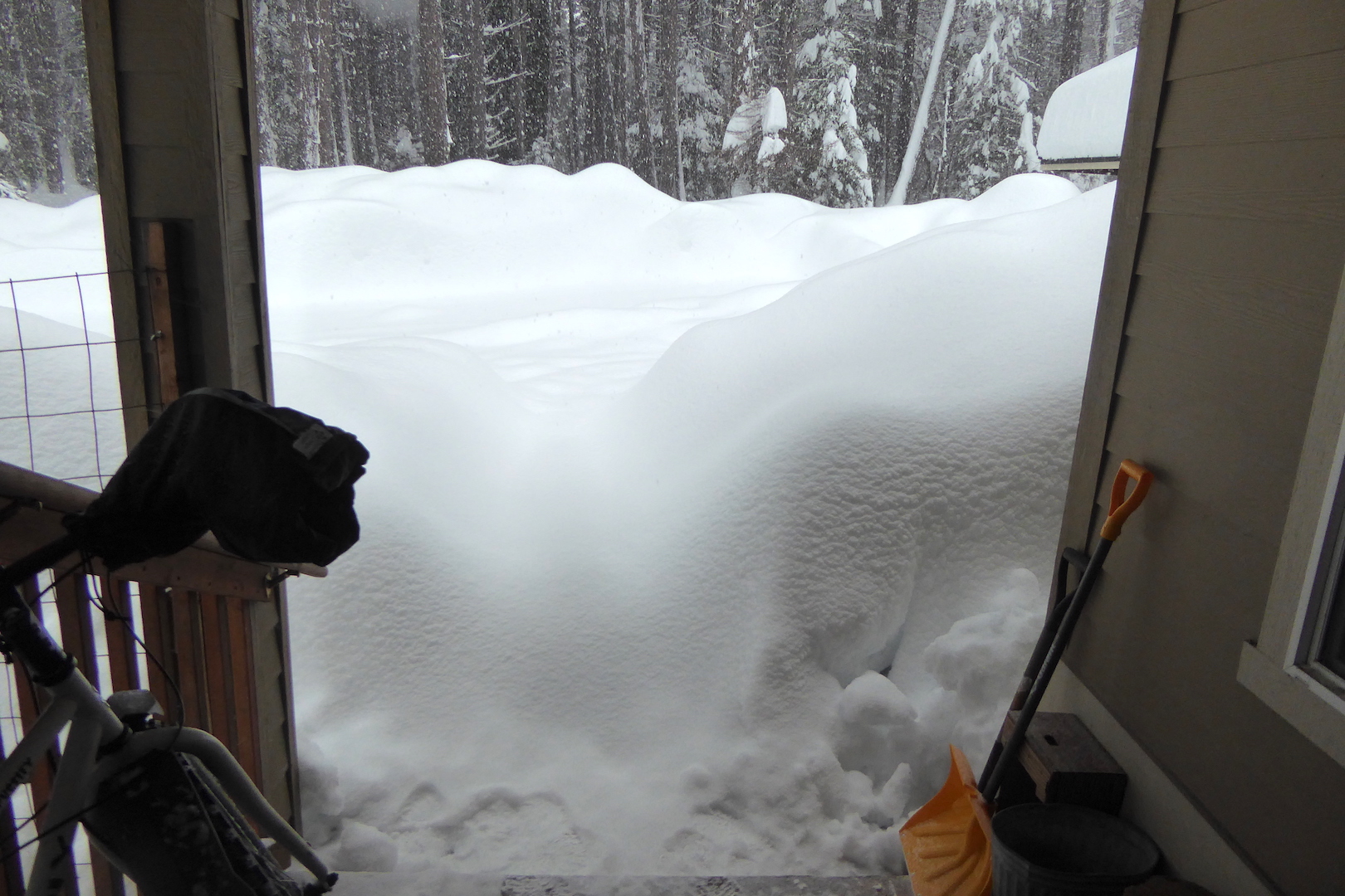Deep snow outside of home