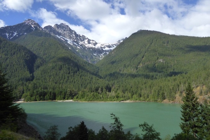 view of mountains and lake