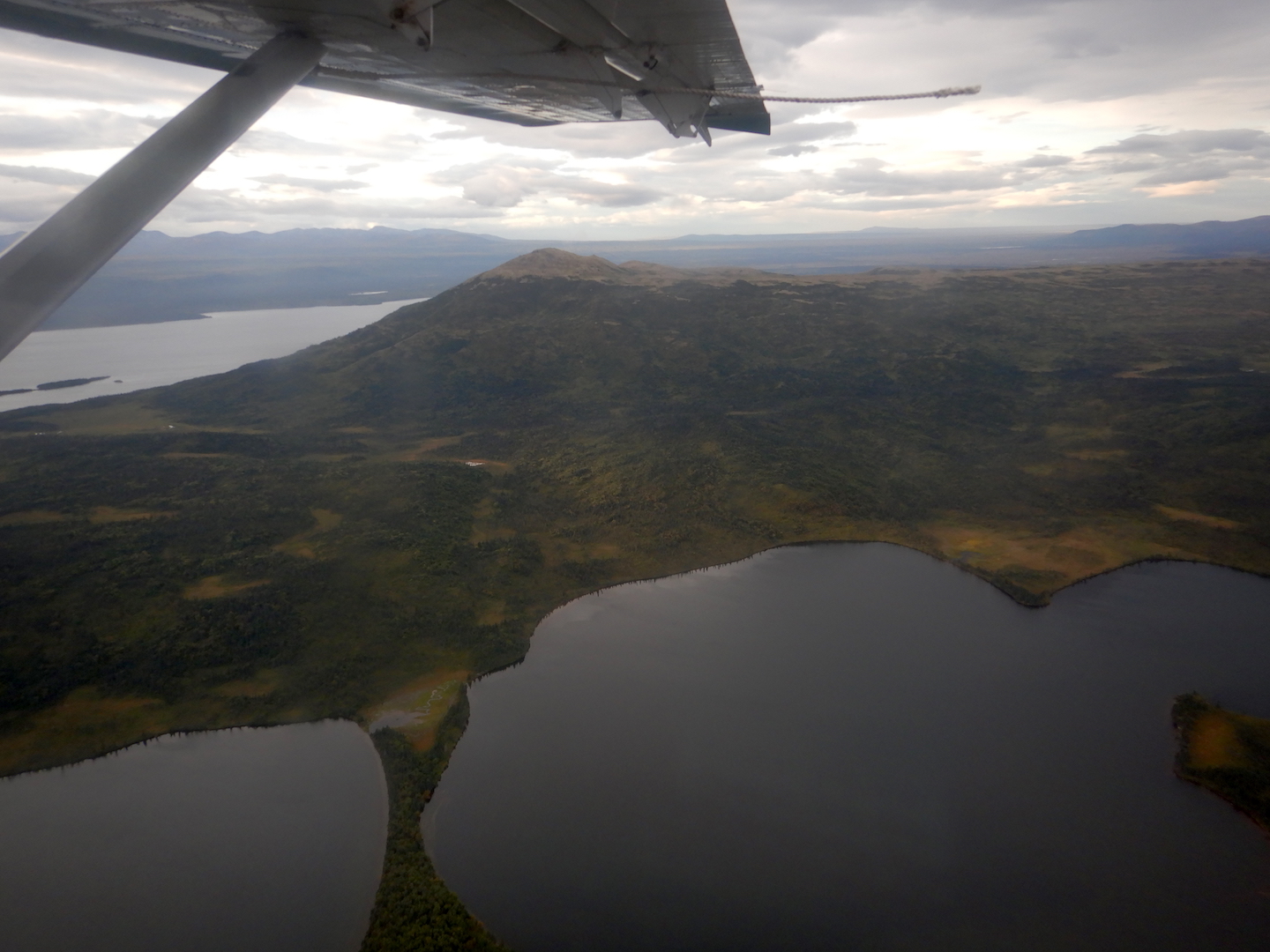 aerial photo of lakes and mountain