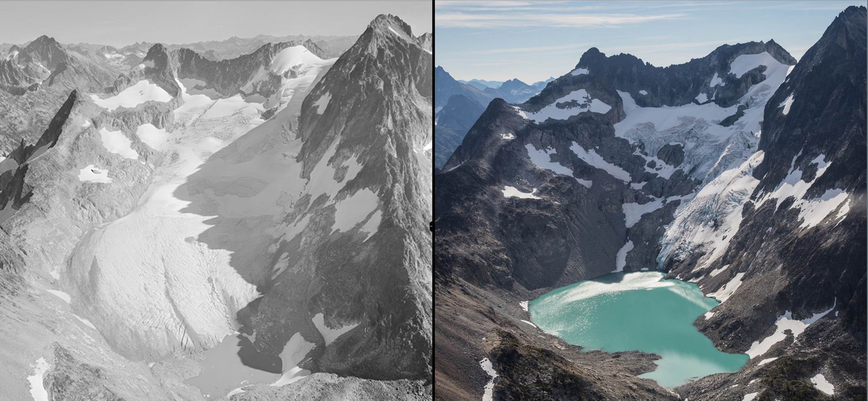 before and after photos of glacier.